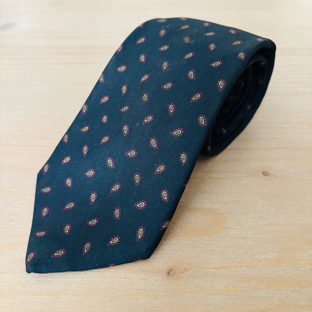 Yves Saint Laurent Men’s Neckwear Navy Blue Tie‎ Multicolor Paisley | Luxury
